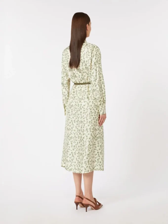 Robe en twill de soie imprimé, ivoire Robe en twill de soie imprimé, ivoire