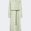 Robe en twill de soie imprimé, ivoire Robe en twill de soie imprimé, ivoire