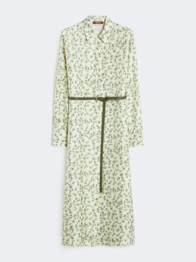 Robe en twill de soie imprimé, ivoire Robe en twill de soie imprimé, ivoire