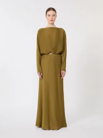 Robe légère en satin, kaki