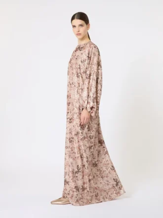 Robe longue à coupe lama imprimée, or rose