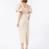 Robe longue en jacquard cloqué, couleur poudre Robe longue en jacquard cloqué, couleur poudre