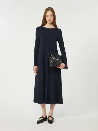 Robe longue en jersey de viscose, bleu marine