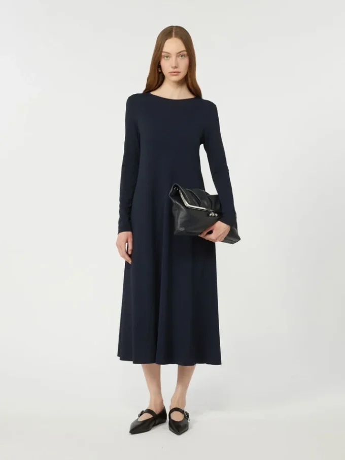 Robe longue en jersey de viscose, bleu marine Robe longue en jersey de viscose, bleu marine