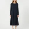 Robe longue en jersey de viscose, bleu marine Robe longue en jersey de viscose, bleu marine