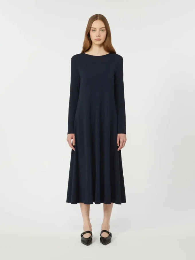 Robe longue en jersey de viscose, bleu marine Robe longue en jersey de viscose, bleu marine