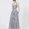 Robe longue en popeline de coton, noire Robe longue en popeline de coton, noire