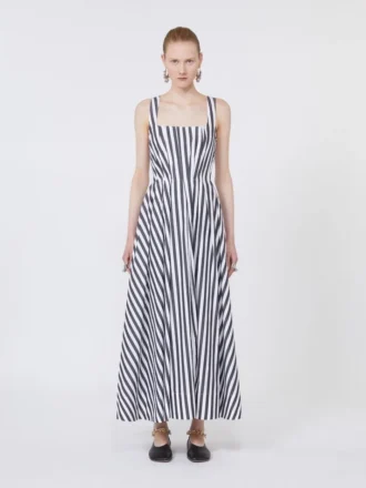 Robe longue en popeline de coton, noire