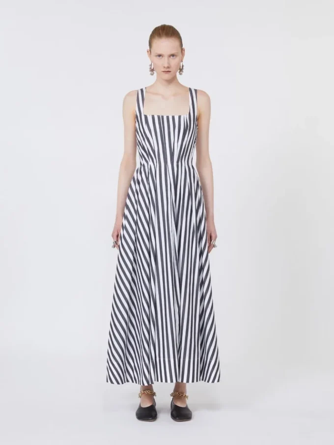 Robe longue en popeline de coton, noire Robe longue en popeline de coton, noire