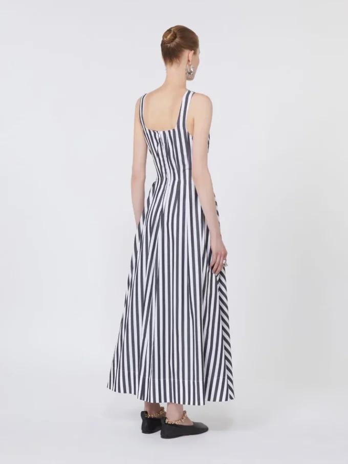 Robe longue en popeline de coton, noire Robe longue en popeline de coton, noire