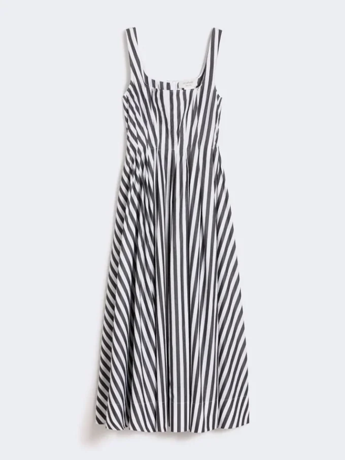 Robe longue en popeline de coton, noire Robe longue en popeline de coton, noire