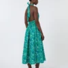 Robe longue en popeline imprimée, émeraude Robe longue en popeline imprimée, émeraude