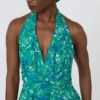 Robe longue en popeline imprimée, émeraude Robe longue en popeline imprimée, émeraude