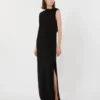 Robe longue légère en cady, noire Robe longue légère en cady, noire