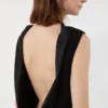 Robe longue légère en cady, noire Robe longue légère en cady, noire