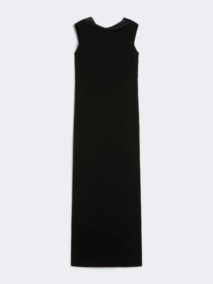 Robe longue légère en cady, noire Robe longue légère en cady, noire
