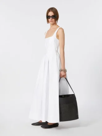 Robe longue sans manches en pur coton, blanc optique