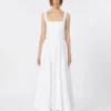 Robe longue sans manches en pur coton, blanc optique Robe longue sans manches en pur coton, blanc optique
