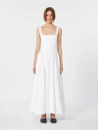 Robe longue sans manches en pur coton, blanc optique