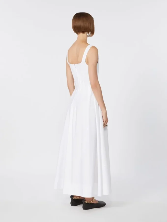 Robe longue sans manches en pur coton, blanc optique Robe longue sans manches en pur coton, blanc optique