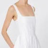 Robe longue sans manches en pur coton, blanc optique Robe longue sans manches en pur coton, blanc optique