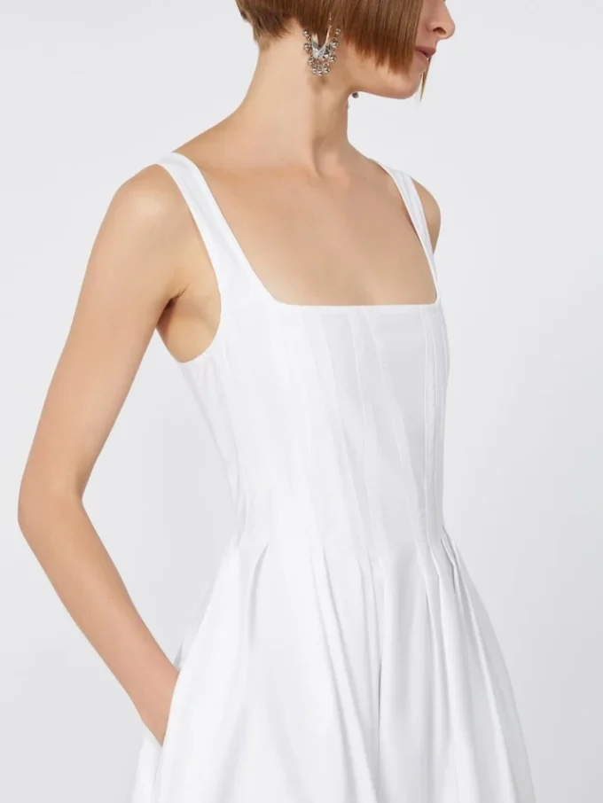 Robe longue sans manches en pur coton, blanc optique Robe longue sans manches en pur coton, blanc optique