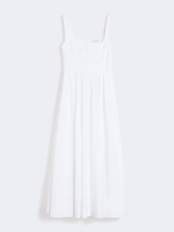 Robe longue sans manches en pur coton, blanc optique Robe longue sans manches en pur coton, blanc optique