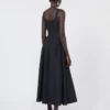 Robe longue sans manches en pur coton, noire Robe longue sans manches en pur coton, noire