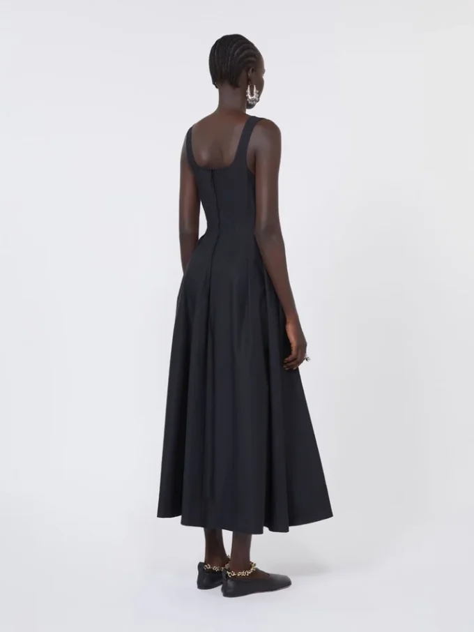 Robe longue sans manches en pur coton, noire Robe longue sans manches en pur coton, noire
