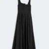 Robe longue sans manches en pur coton, noire Robe longue sans manches en pur coton, noire