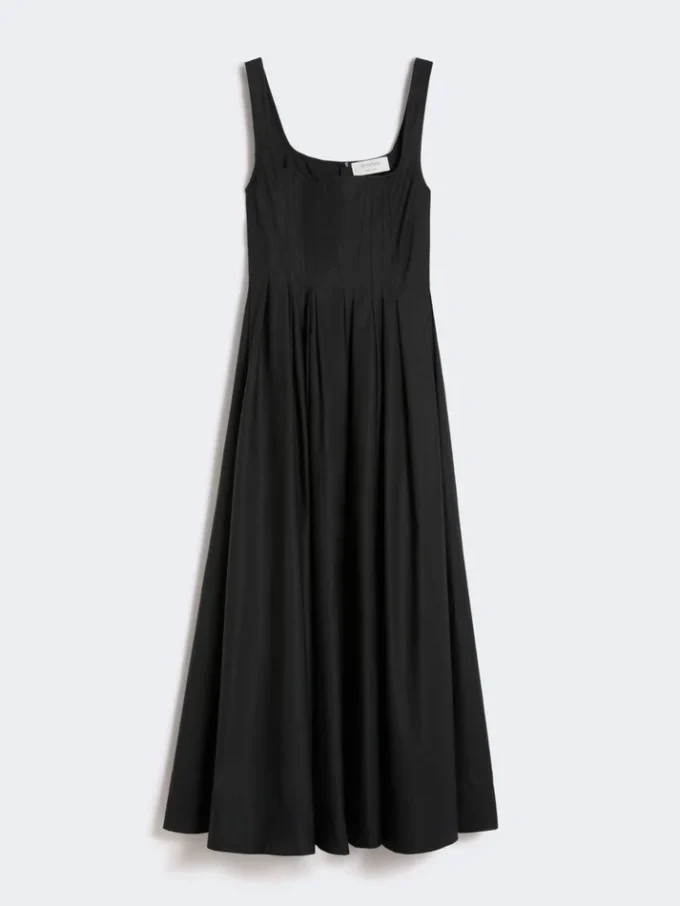Robe longue sans manches en pur coton, noire Robe longue sans manches en pur coton, noire