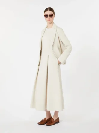 Robe longue évasée en jersey scuba, beige