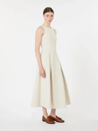 Robe longue évasée en jersey scuba, beige