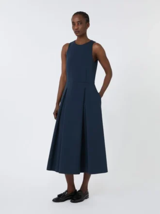 Robe longue évasée en jersey scuba, bleu outremer