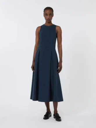 Robe longue évasée en jersey scuba, bleu outremer