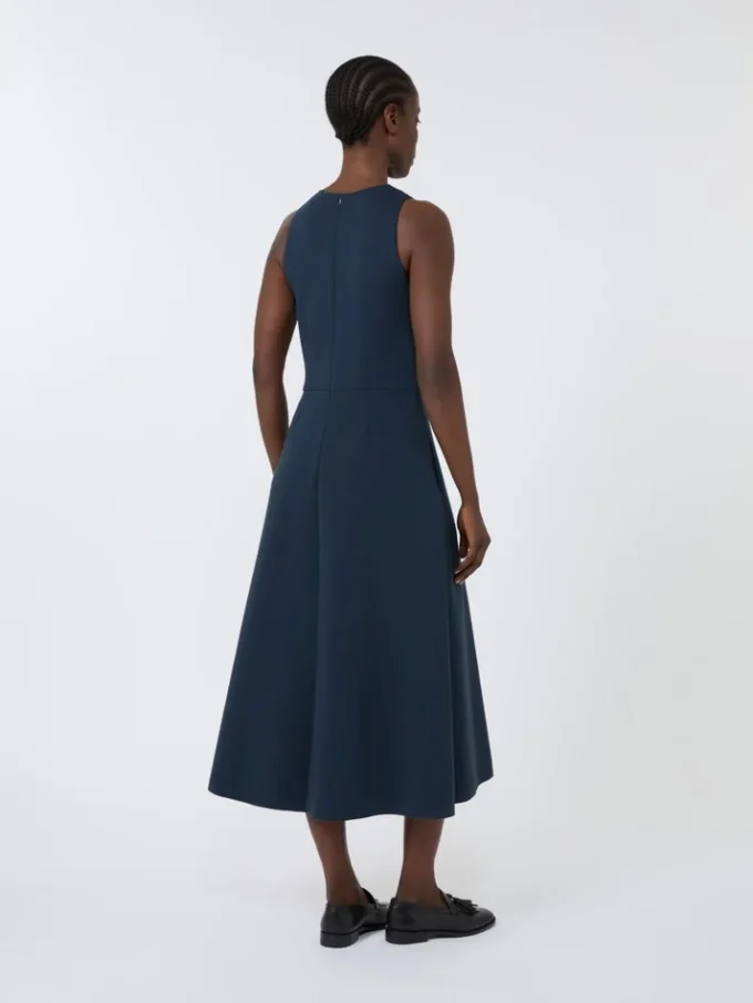 Robe longue évasée en jersey scuba, bleu outremer