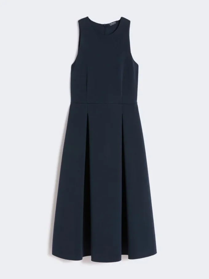 Robe longue évasée en jersey scuba, bleu outremer
