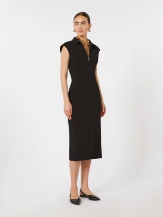 Robe midi en cady, noire