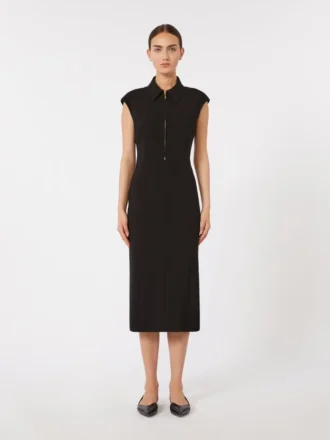 Robe midi en cady, noire