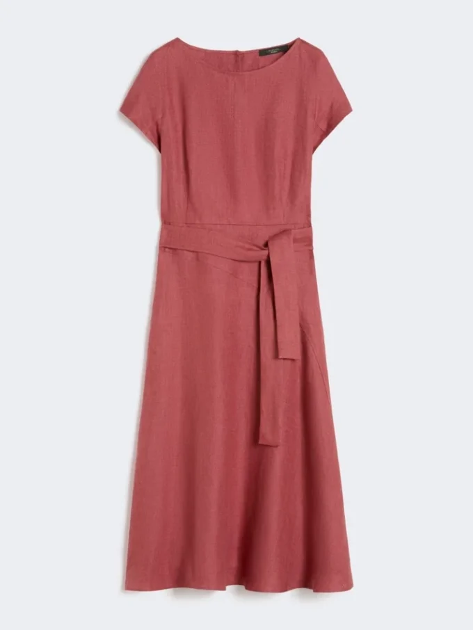 Robe midi en toile de lin, couleur cerise Robe midi en toile de lin, couleur cerise