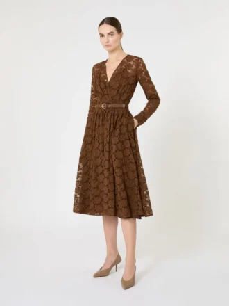 Robe midi en tulle, couleur chocolat