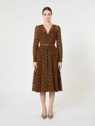 Robe midi en tulle, couleur chocolat