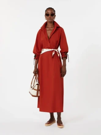 Robe oversize en popeline de coton, rouge