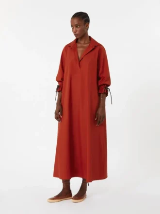 Robe oversize en popeline de coton, rouge