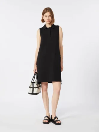Robe polo en jersey scuba, noir