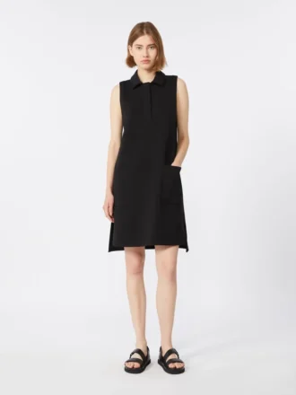 Robe polo en jersey scuba, noir