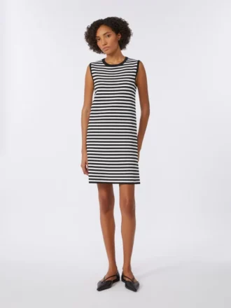 Robe sans manches en crêpe de viscose, noire
