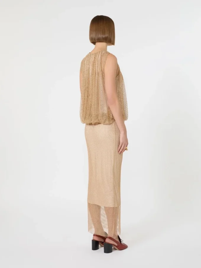 Robe sans manches en jersey avec cristaux, couleur camel Robe sans manches en jersey avec cristaux, couleur camel
