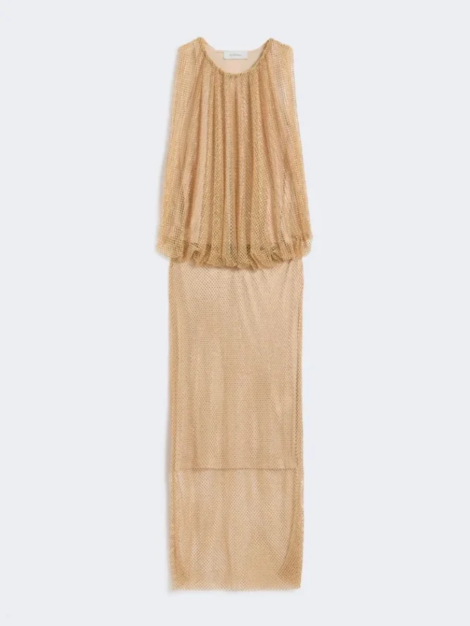 Robe sans manches en jersey avec cristaux, couleur camel Robe sans manches en jersey avec cristaux, couleur camel