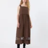 Robe sans manches en popeline de coton, couleur chocolat